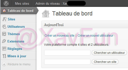 tableau de bord wordpress