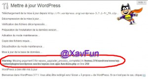 erreur mise à jour wordpress