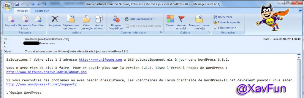 mise a jour wordpress 3.8.2