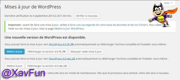 mise a jour wordpress 4