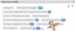 Tags de la vidéo par vidiQ
